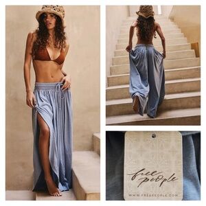 Free People Free-est Quentin Pants Distressed Denim Blue Size Large NWT Large